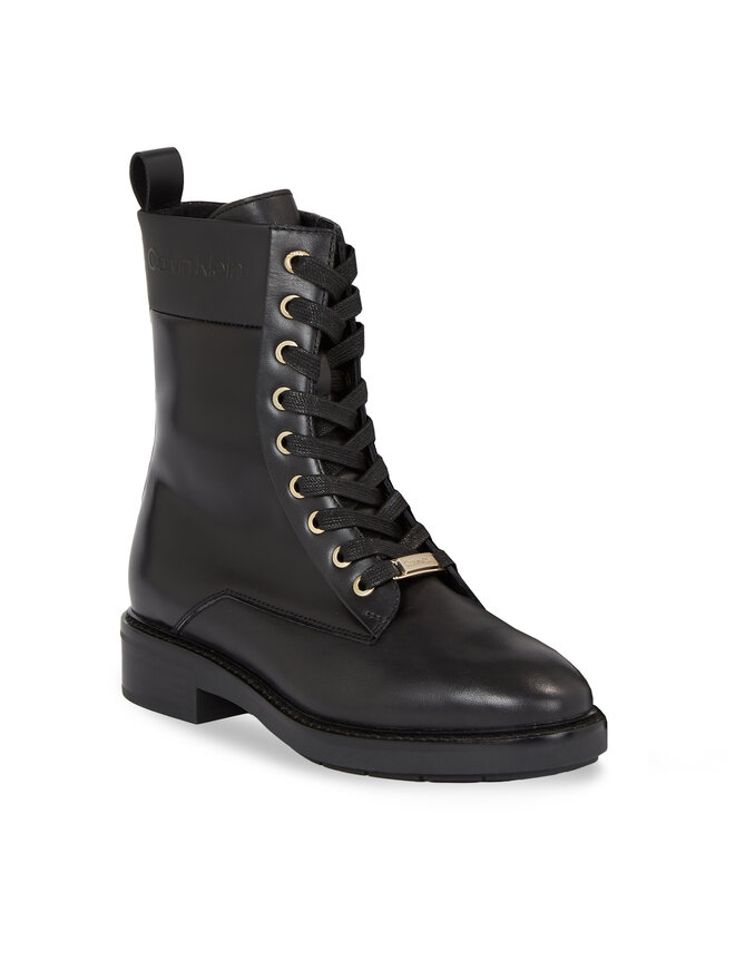 Calvin Klein Schnürstiefeletten Calvin Klein Rubber Sole Combat Boot Lg Wl HW0HW01715 Schwarz