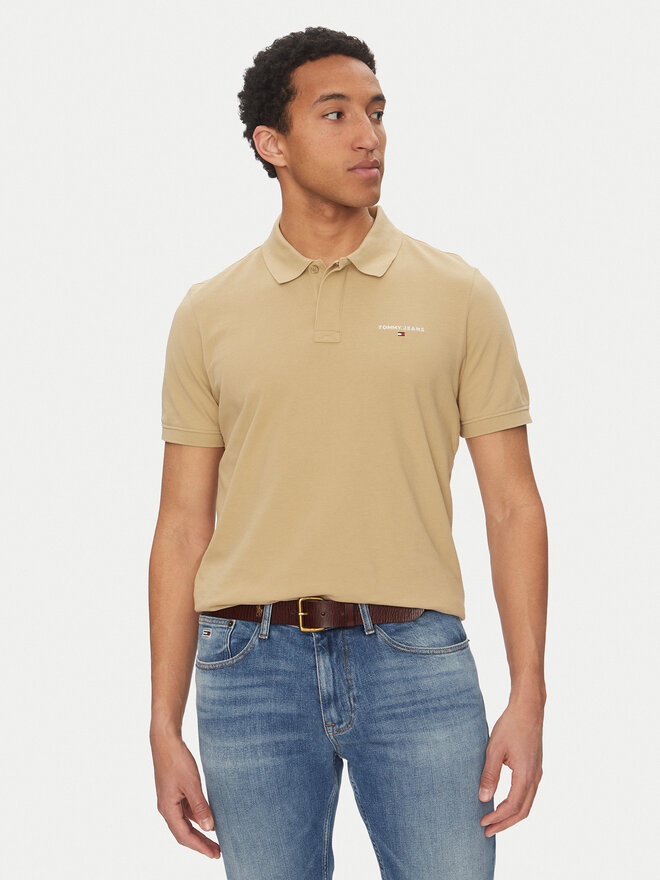 Tommy Jeans Tommy Jeans Polo marškinėliai Linear DM0DM20914 Smėlio Regular Fit