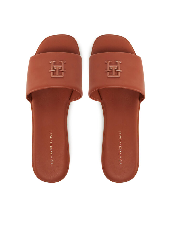 Tommy Hilfiger Šľapky Tommy Hilfiger Th Logo Hardware Leather Mule FW0FW08806 Hnedá