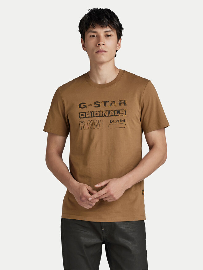G-Star Raw G-Star Raw T-Shirt Distressed D24420-336-7172 Braun Slim Fit