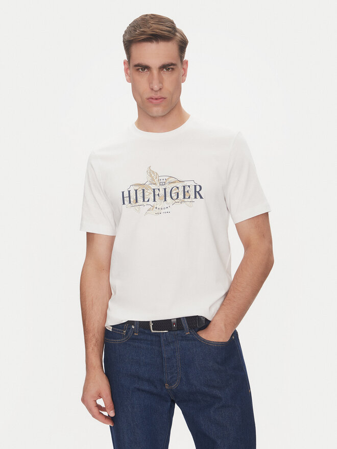 Tommy Hilfiger Tommy Hilfiger Marškinėliai Tropical Floral MW0MW39353 Balta Regular Fit