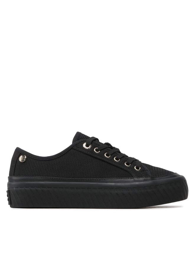 Tommy Hilfiger Sneakers aus Stoff Tommy Hilfiger Platform Vulcanized Sneaker FW0FW07156 Schwarz