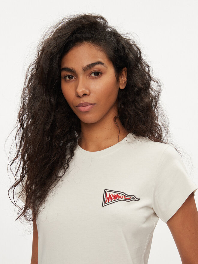 Wrangler Wrangler T-shirt Shrunken Band 112350301 Écru Slim Fit