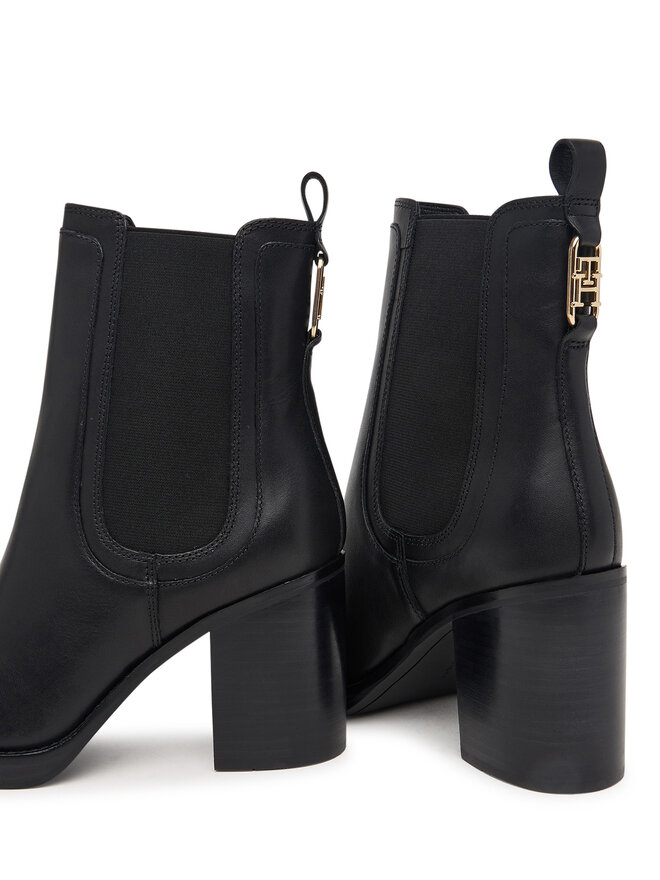 Tommy Hilfiger Stiefeletten Tommy Hilfiger Ltr Square Toe Heel Chelsea Boot FW0FW09555 Schwarz