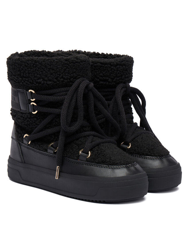 Tommy Hilfiger Schneeschuhe Tommy Hilfiger Faux Shearling Snowboot FW0FW08788 Schwarz