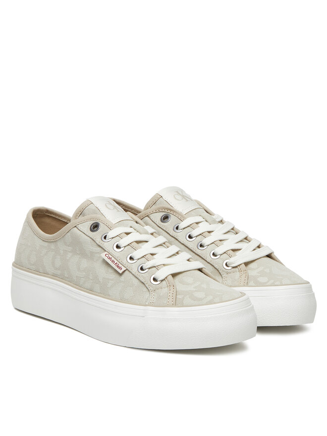 Calvin Klein Jeans Sportcipők Calvin Klein Jeans Vulc Flatf Jacquard Aop YW0YW01965 Bézs