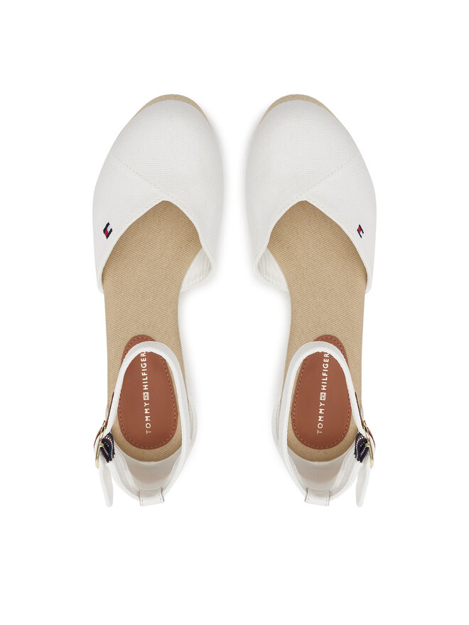 Tommy Hilfiger Pusbačiai Tommy Hilfiger Flag Closed Toe Mid Wedge Espad FW0FW08657 Balta