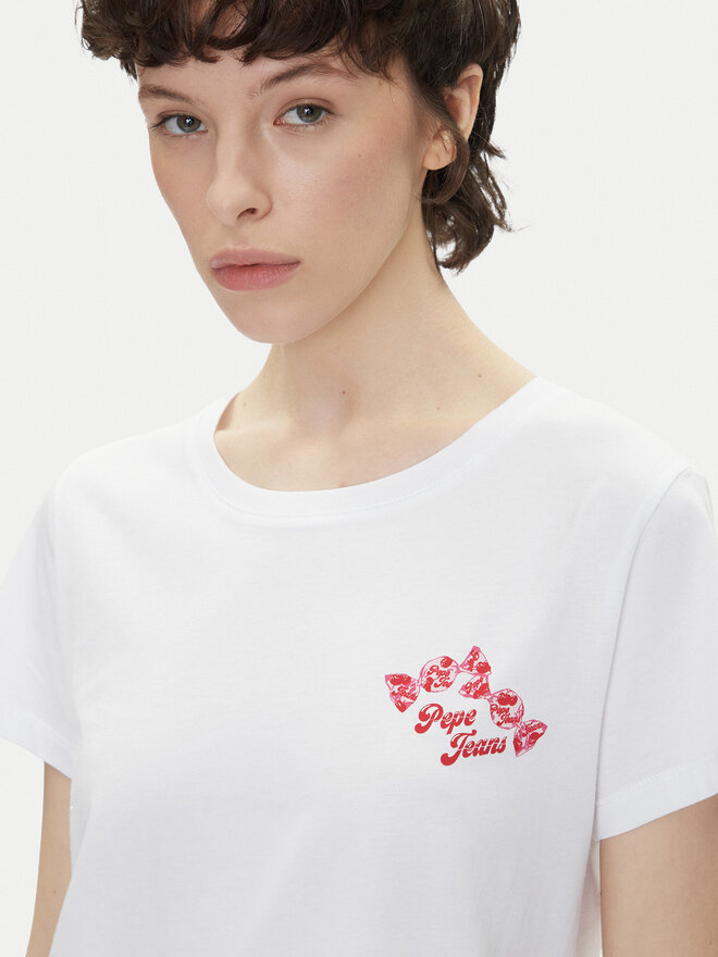 Pepe Jeans Pepe Jeans Marškinėliai Rosey PL506070 Balta Regular Fit