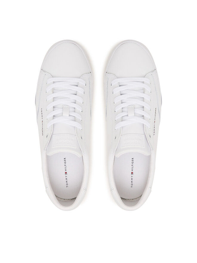 Tommy Hilfiger Sneakers Tommy Hilfiger Signature Midsole Lace-Up Trainers With Leather FM0FM05814 Weiß