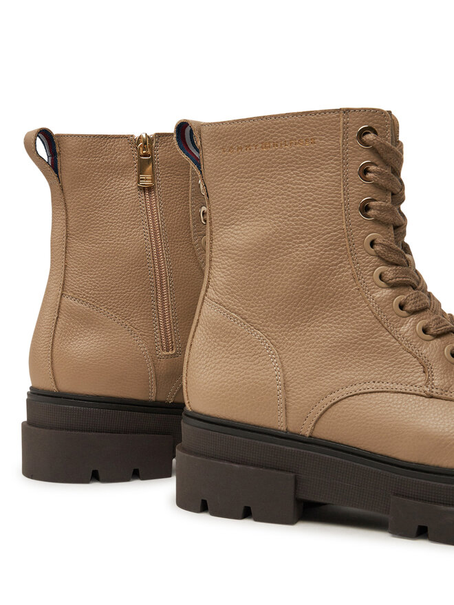 Tommy Hilfiger Ботильйони Tommy Hilfiger Bicolor Leather Lace-Up FW0FW08160 Бежевий