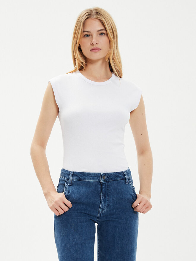 Brave Soul Brave Soul Camiseta LTS-149LILYWH Blanco Straight Fit