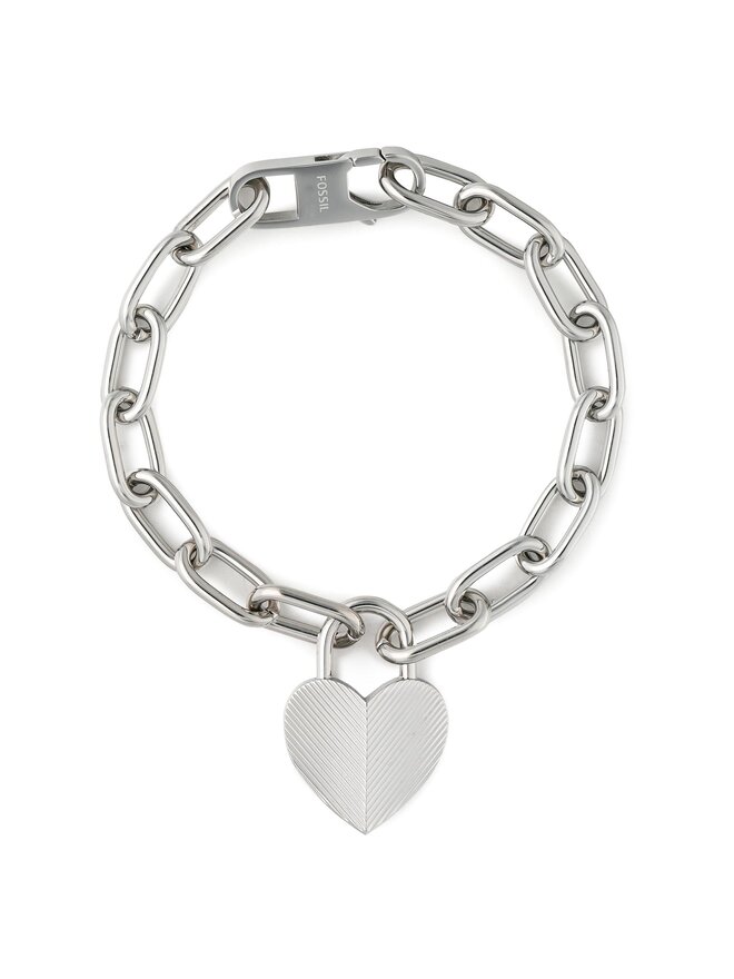 Fossil Гривна Fossil Harlow Linear Texture Heart JF04659040 Сребрист