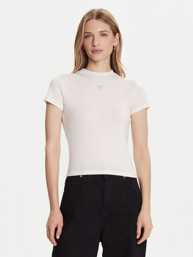 Guess Guess Футболка W5BP07 KCGM2 Écru Slim Fit