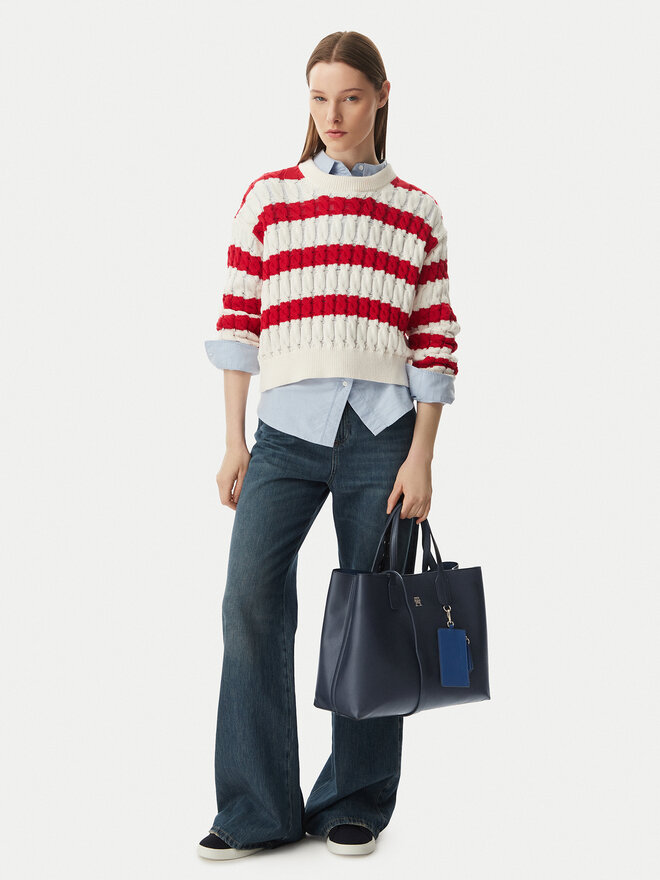 Tommy Hilfiger Handtasche Tommy Hilfiger Th Icon Satchel AW0AW18723 Dunkelblau