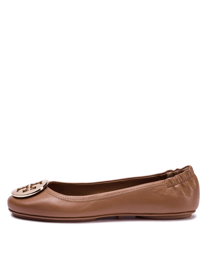 Tory Burch Балеринки Tory Burch Minnie Travel Ballet With Metal Logo 50393 Кафяв