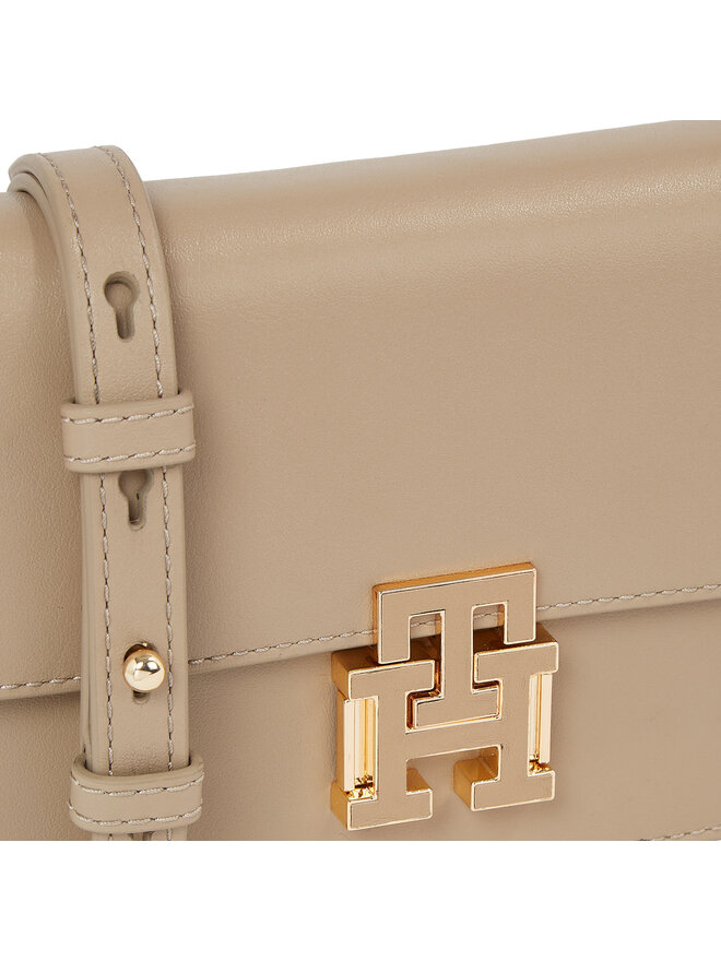 Tommy Hilfiger Kabelka Tommy Hilfiger Pushlock Leather Small Crossover AW0AW15227 Béžová