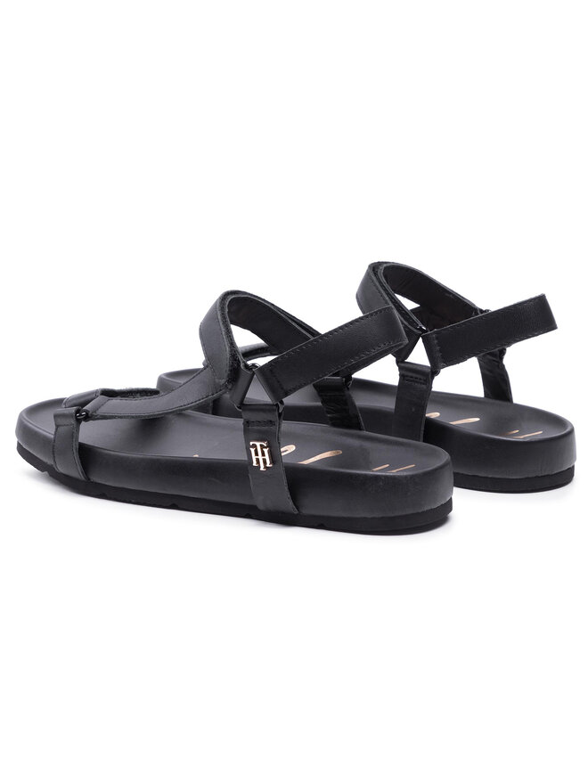 Tommy Hilfiger Sandalen Tommy Hilfiger Th Interlock Flat Sandal FW0FW05623 Schwarz