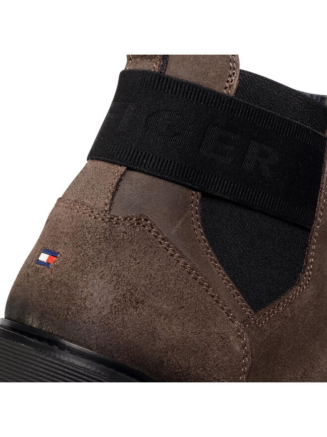 Tommy Hilfiger Bokacsizma Tommy Hilfiger Elastic Hilfiger Suede Chelsea FM0FM03106 Barna