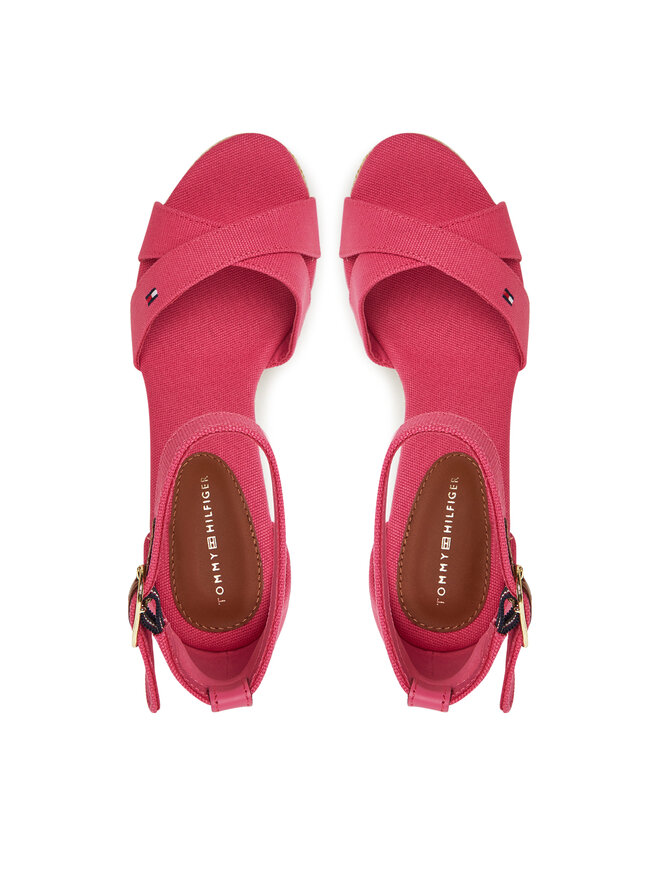 Tommy Hilfiger Sandały Tommy Hilfiger Flag High Wedge Espad Crisscross FW0FW08661 Różowy