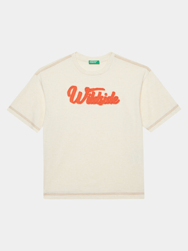 United Colors Of Benetton United Colors Of Benetton T-shirt 3GDXC10HG Écru Oversize