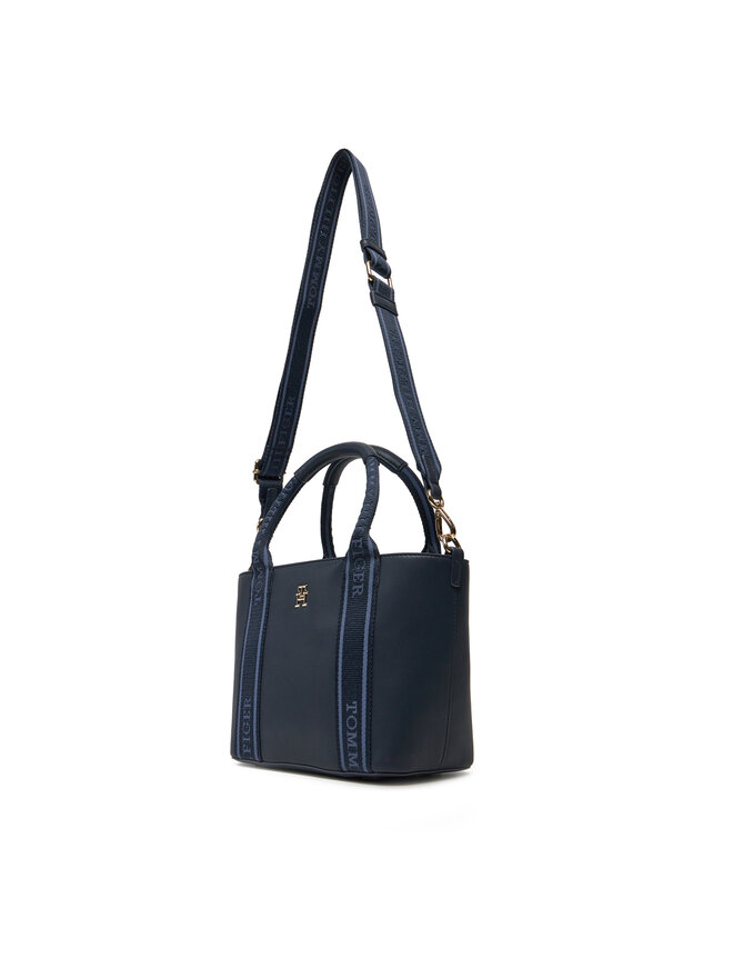 Tommy Hilfiger Ročna torba Tommy Hilfiger Th Logotape Mini Tote AW0AW17201 Mornarsko modra