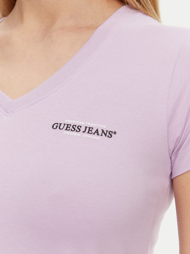 Guess Jeans Guess Jeans Marškinėliai W4YI23 J1314 Violetinė Slim Fit