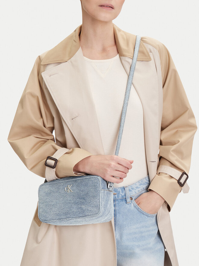 Calvin Klein Torbica Calvin Klein Denim Ew Double Zip Camera Bag LV04F3226G Svijetloplava