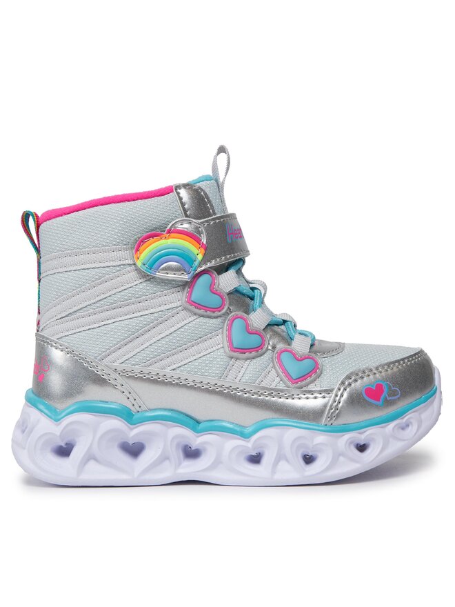 Skechers Kozačky Skechers Heart Lights Sweet Styling 302668L/SMLT Stříbrná