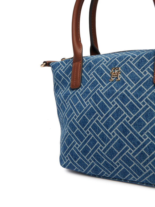 Tommy Hilfiger Handtasche Tommy Hilfiger Popette Mini Tote Denim Flag AW0AW18612 Blau