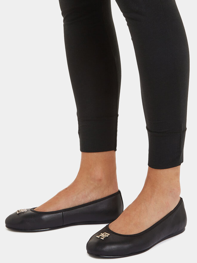 Tommy Hilfiger Balerina Tommy Hilfiger Th Leather Ballerina FW0FW07712 Fekete