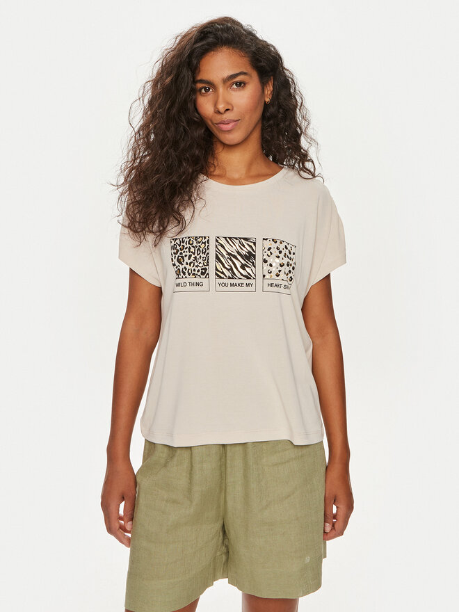 ONLY ONLY Marškinėliai Free 15293567 Smėlio Regular Fit