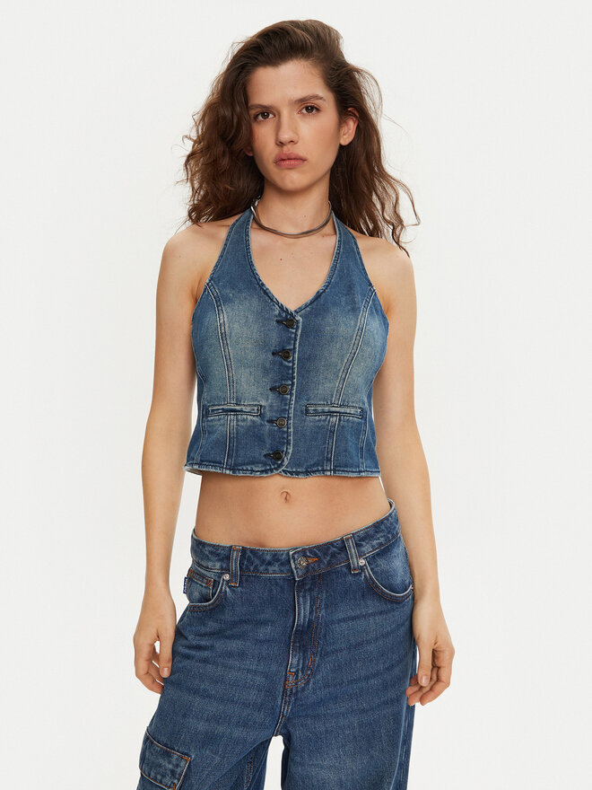 One Teaspoon One Teaspoon Marškinėliai 26601 Mėlyna Slim Fit