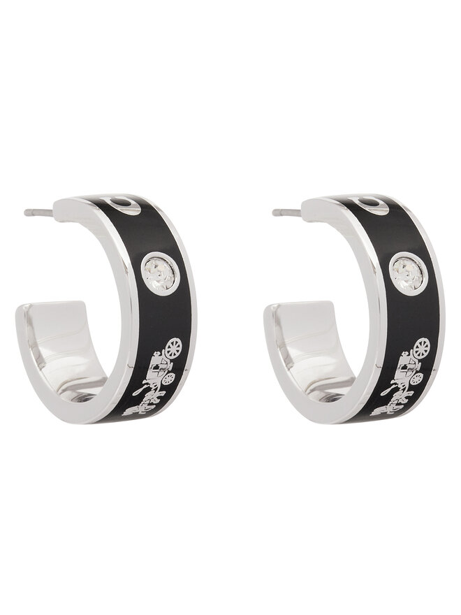 Coach Ohrringe Coach Enamel Horse & Carriage Hoop Earrings 37479036RHO003 Schwarz
