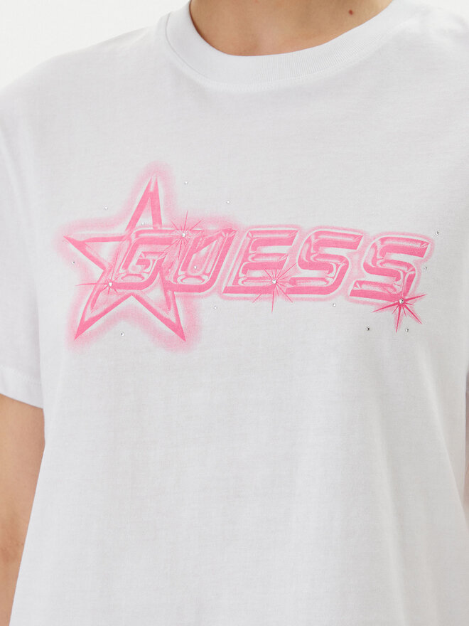 Guess Guess Marškinėliai V5GI12 K9RM1 Balta Boxy Fit