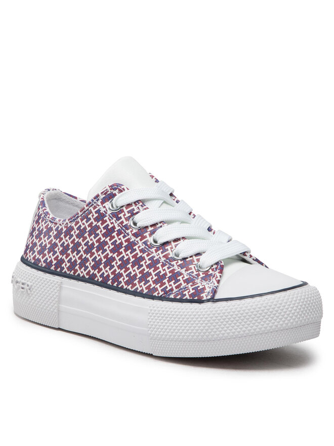 Tommy Hilfiger Plátenky Tommy Hilfiger Low Cut Lace-Up Sneaker T3A9-32289-0753 Bordová