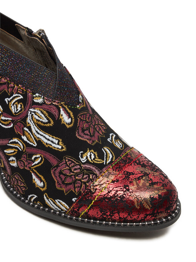 Bottines Gothique Victoriennes Laura Vita – Cuir Et Textile Bleu Floral – Talon 6,5 Cm – Fermeture Zip Et Lacets – Pointure 37 (tailles Disponibles)