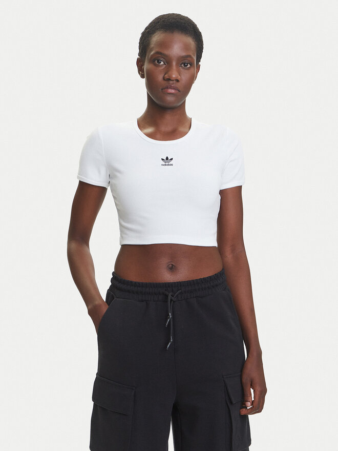adidas adidas Marškinėliai Essentials JC9026 Balta Slim Fit