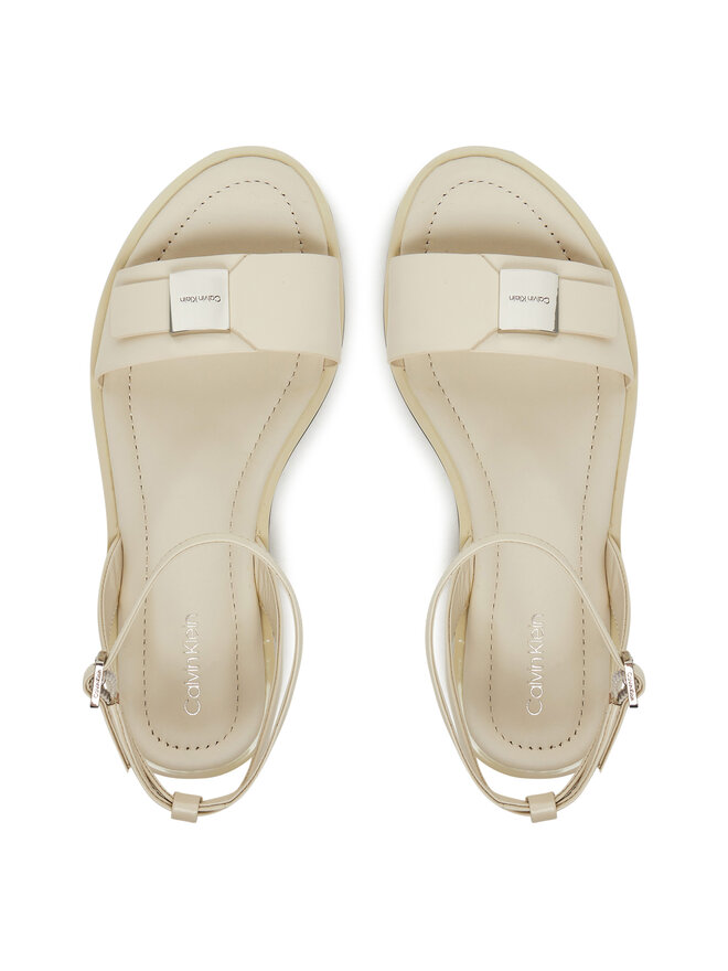 Calvin Klein Sandalen Calvin Klein Flat Sandal W/Ck Hw - Lth HW0HW02367 Écru