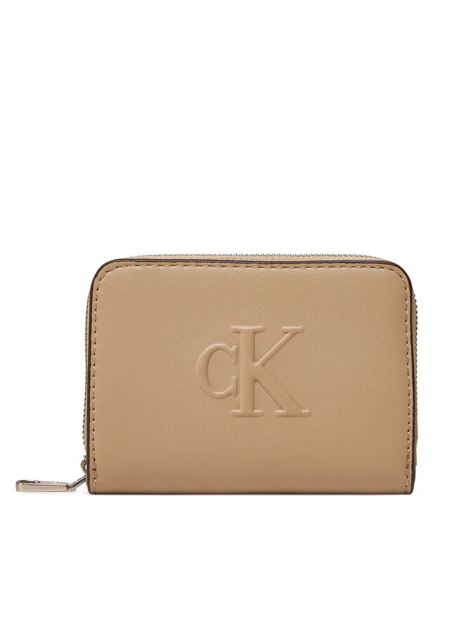 Calvin Klein Jeans Μικρό Πορτοφόλι Γυναικείο Calvin Klein Jeans Sculpted Med Zip Around Wallet LV04K1004G Μπεζ
