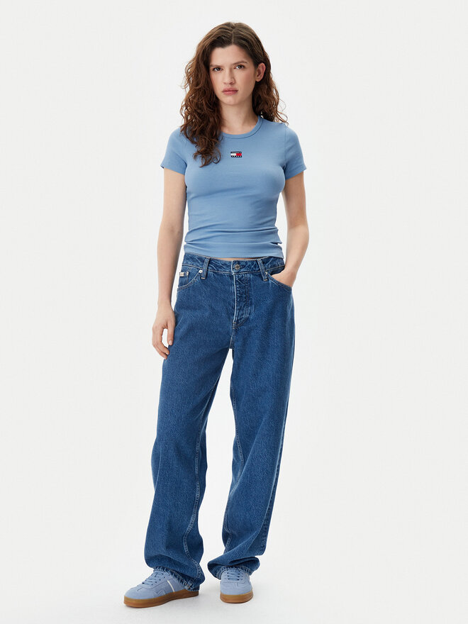 Tommy Jeans Tommy Jeans Marškinėliai Badge DW0DW17881 Mėlyna Slim Fit