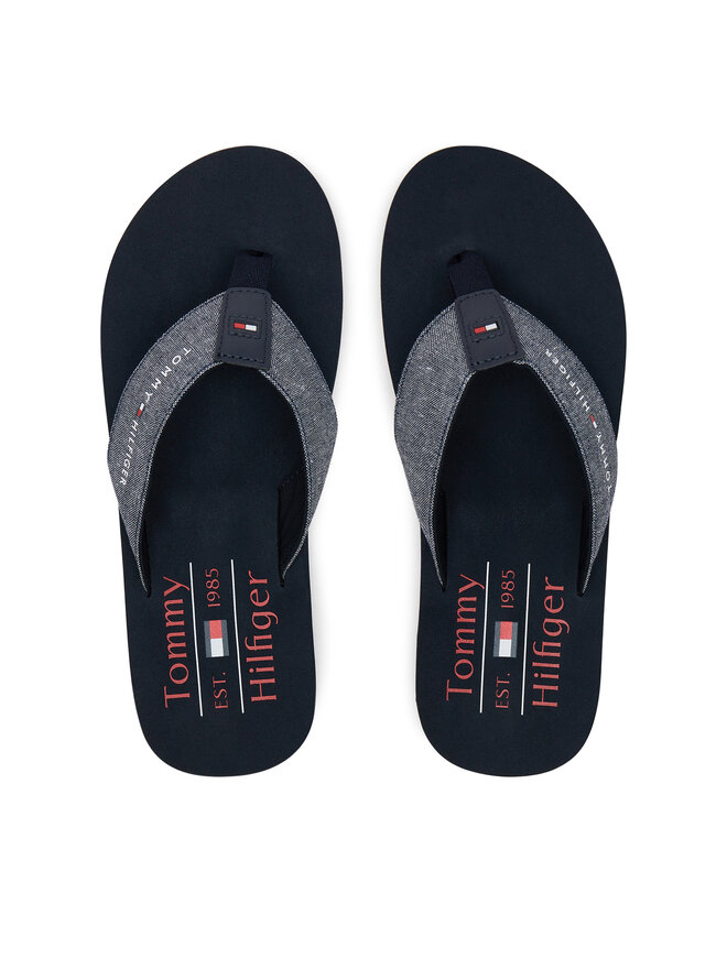 Tommy Hilfiger Japonki Tommy Hilfiger Chambray Beach Sandal FM0FM05570 Granatowy