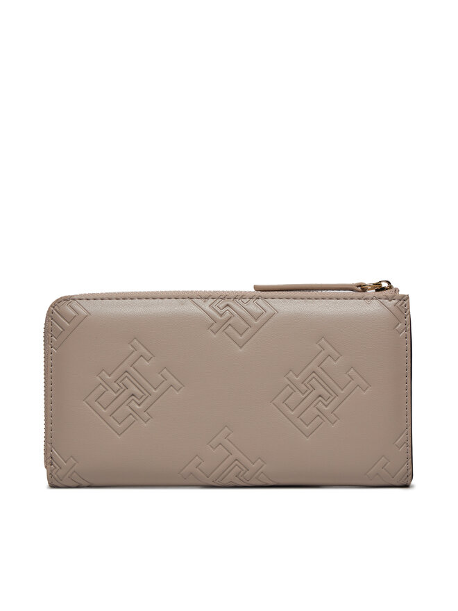 Tommy Hilfiger Великий жіночий гаманець Tommy Hilfiger Th Refined Large Za Mono AW0AW15756 Сірий