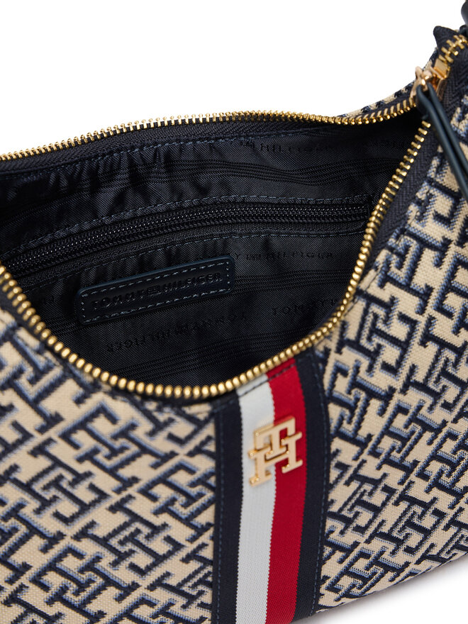 Tommy Hilfiger Handtasche Tommy Hilfiger Th Jacquard Ess Shoulder Bag AW0AW19331 Blau