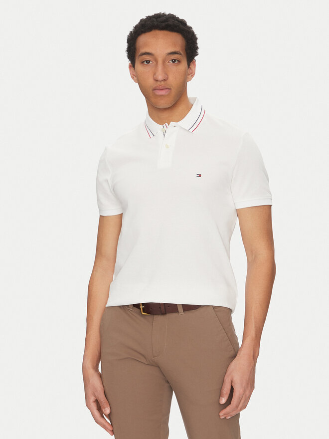 Tommy Hilfiger Tommy Hilfiger Poloshirt Placket Interest MW0MW38459 Weiß Regular Fit