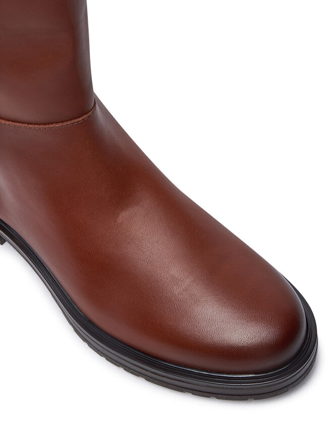 Tommy Hilfiger Jātnieku tipa zābaki Tommy Hilfiger Th Logo Leather Long Boot FW0FW08335 Brūns