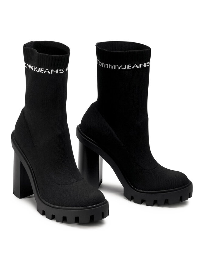 Tommy Jeans Stivaletti Tommy Jeans Cleated Heel Sock Boot EN0EN01081 Nero