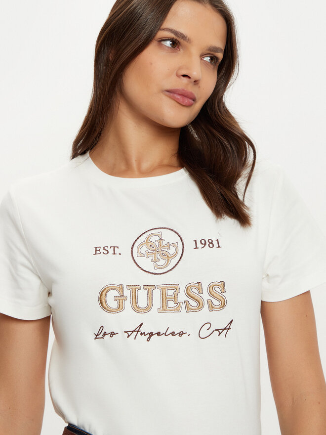 Guess Guess Camiseta V5RI05 J1314 Écru Regular Fit