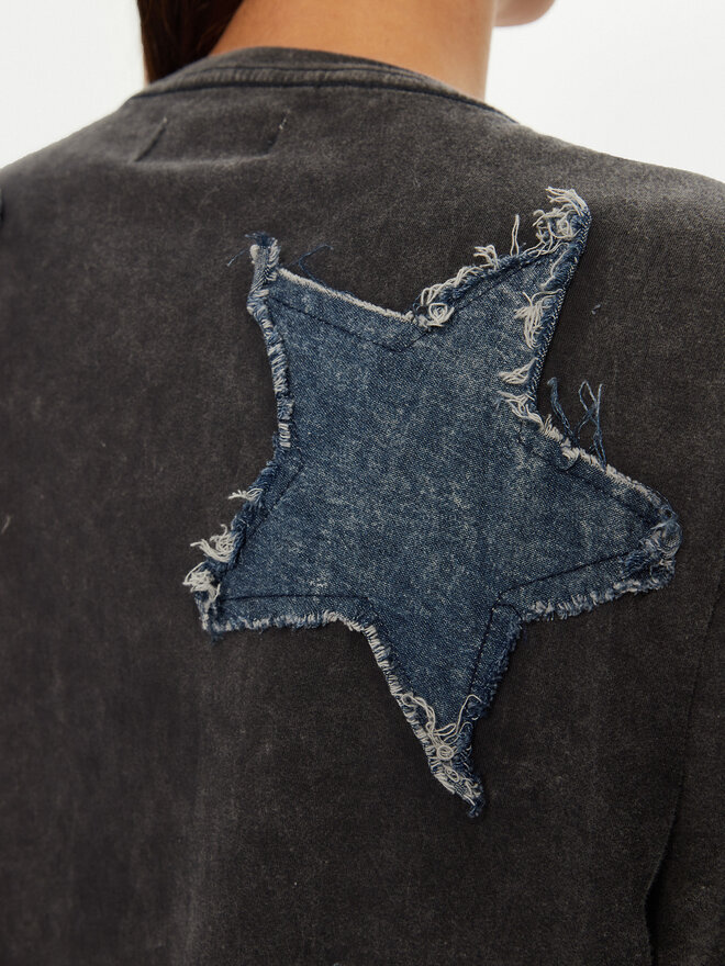 One Teaspoon One Teaspoon Футболка Denim Star 26858 Сірий Relaxed Fit