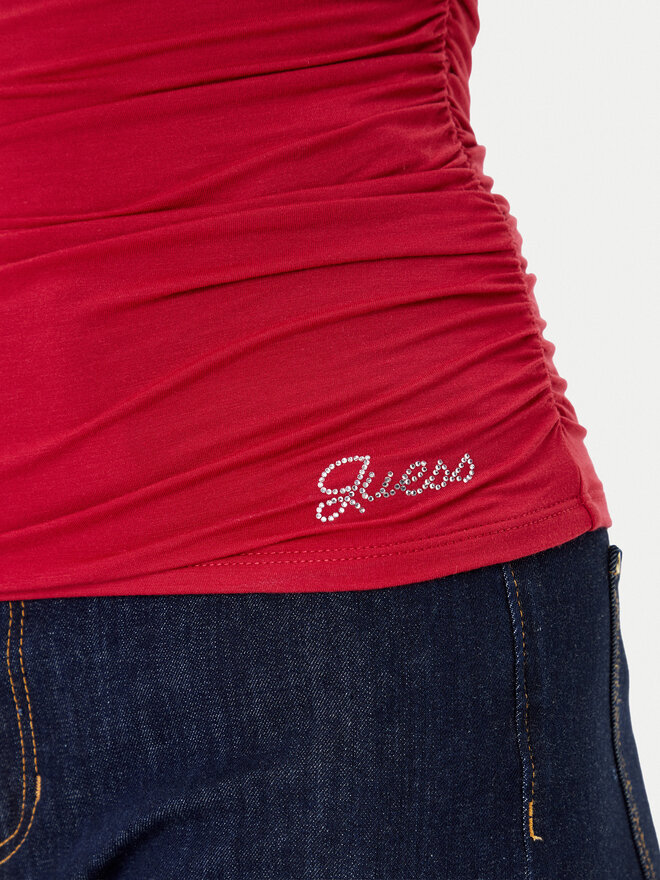 Guess Guess Top W5YP28 KACM2 Rdeča Regular Fit