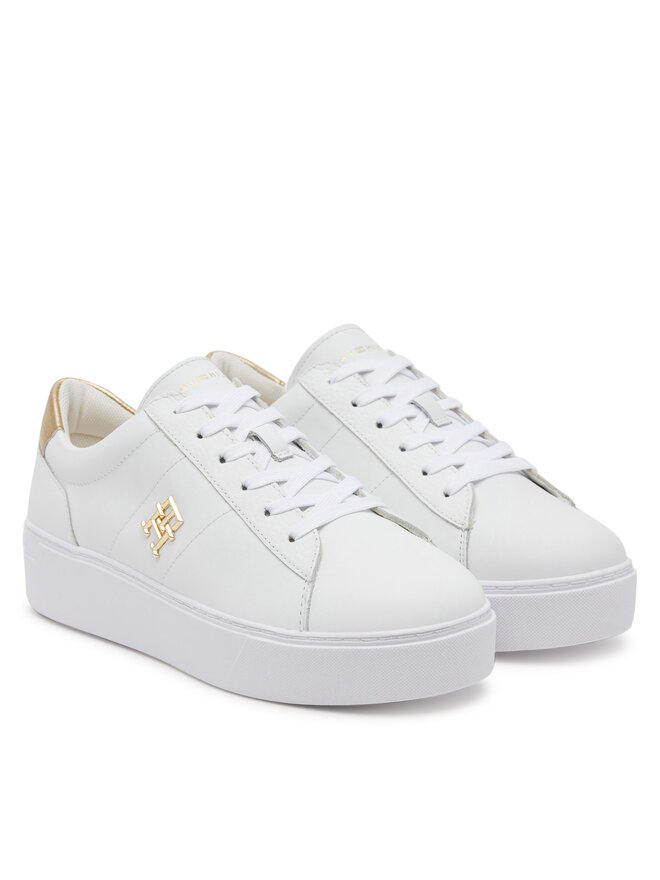 Tommy Hilfiger Sneakersy Tommy Hilfiger Platform Court Sneaker Metallics FW0FW08648 Biela